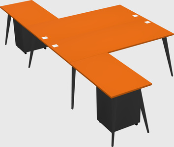 Shared l-shaped office desk system