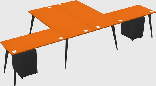 Shared l-shaped office desk system
