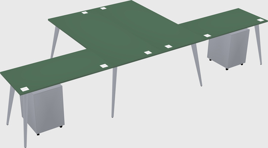 Shared l-shaped office desk system