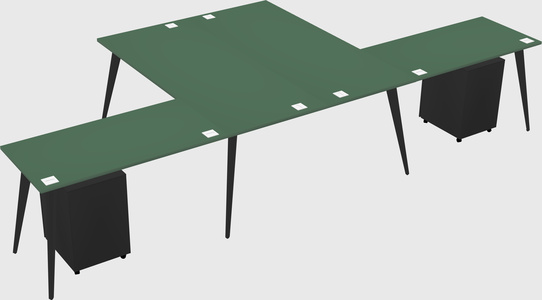 Shared l-shaped office desk system