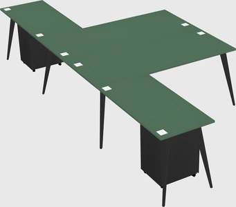Shared l-shaped office desk system