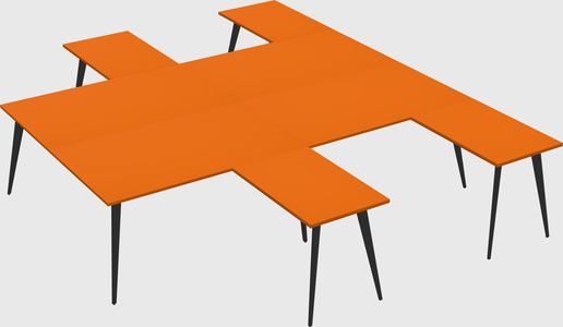 Shared l-shaped office desk system