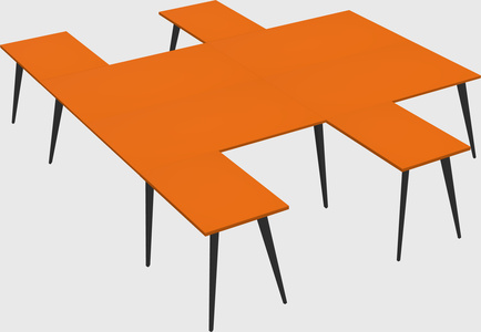 Shared l-shaped office desk system