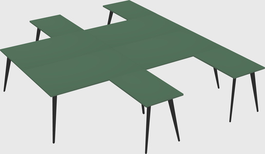 Shared l-shaped office desk system