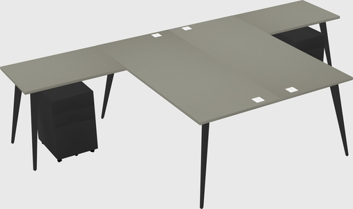 Shared l-shaped office desk system