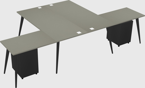 Shared l-shaped office desk system