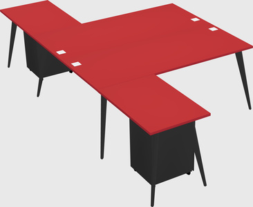 Shared l-shaped office desk system