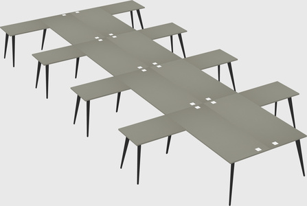 Shared l-shaped office desk system