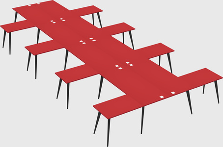 Shared l-shaped office desk system