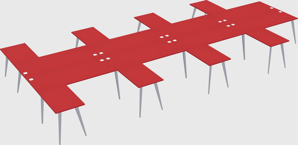 Shared l-shaped office desk system