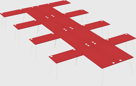 Shared l-shaped office desk system