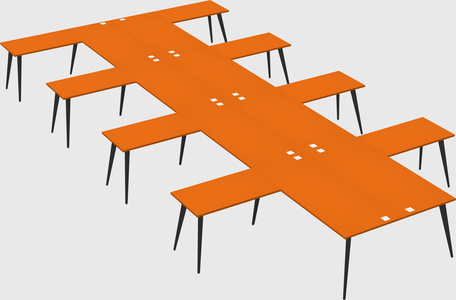 Shared l-shaped office desk system