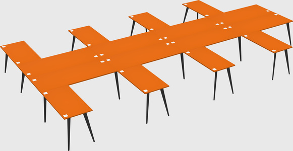 Shared l-shaped office desk system