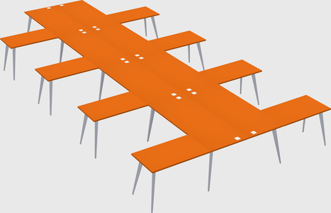 Shared l-shaped office desk system
