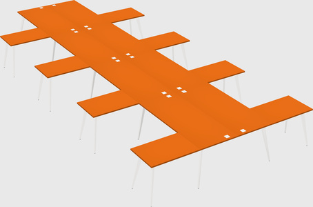 Shared l-shaped office desk system