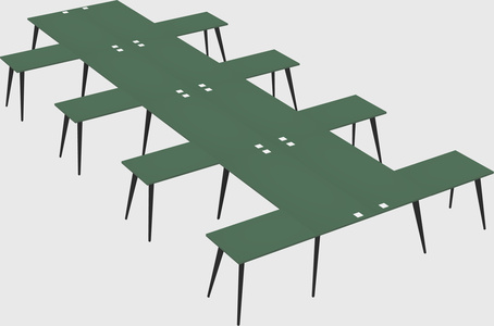 Shared l-shaped office desk system