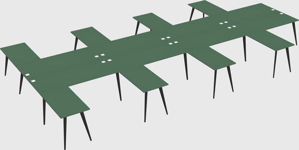 Shared l-shaped office desk system