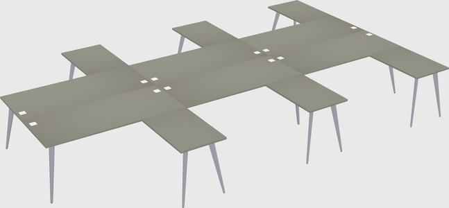 Shared l-shaped office desk system