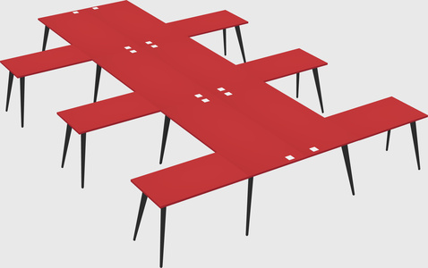 Shared l-shaped office desk system