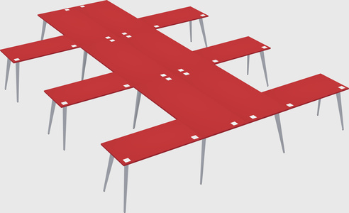Shared l-shaped office desk system