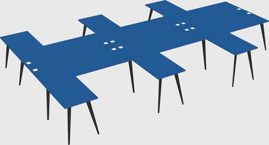 Shared l-shaped office desk system
