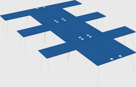 Shared l-shaped office desk system
