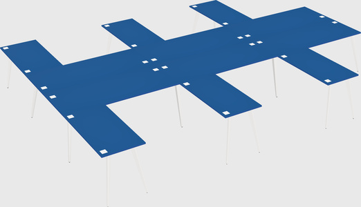 Shared l-shaped office desk system