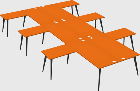 Shared l-shaped office desk system