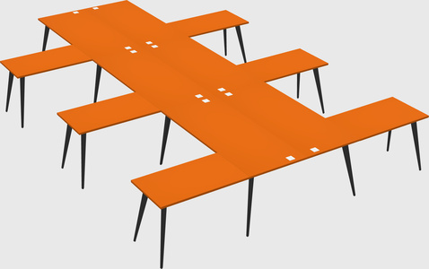 Shared l-shaped office desk system