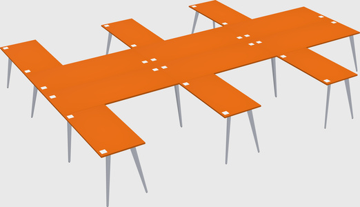 Shared l-shaped office desk system