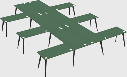 Shared l-shaped office desk system