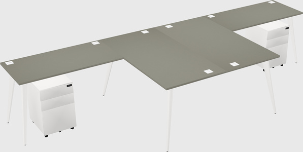 Shared l-shaped office desk system