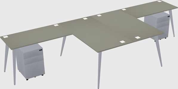 Shared l-shaped office desk system