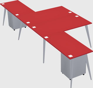 Shared l-shaped office desk system