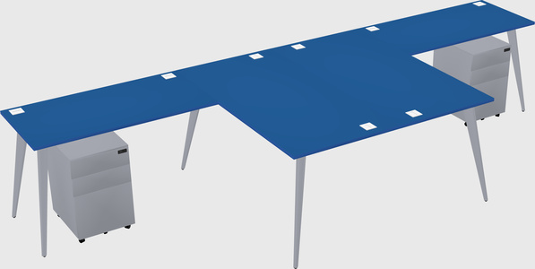 Shared l-shaped office desk system