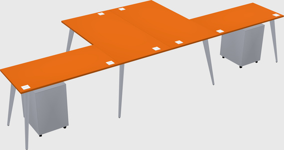 Shared l-shaped office desk system