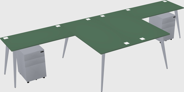 Shared l-shaped office desk system