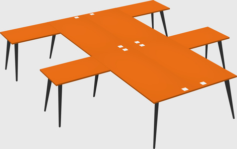 Shared l-shaped office desk system