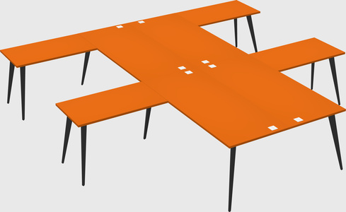 Shared l-shaped office desk system