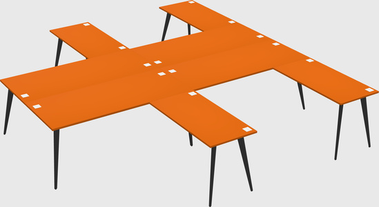 Shared l-shaped office desk system