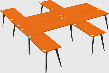 Shared l-shaped office desk system