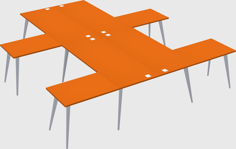 Shared l-shaped office desk system
