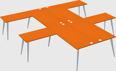 Shared l-shaped office desk system