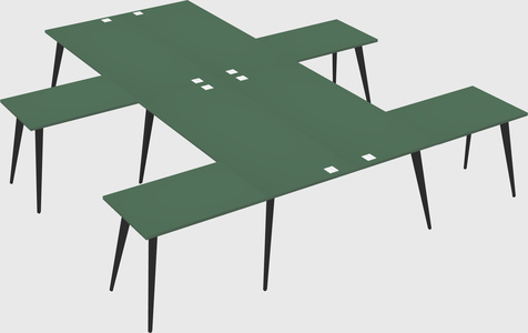 Shared l-shaped office desk system