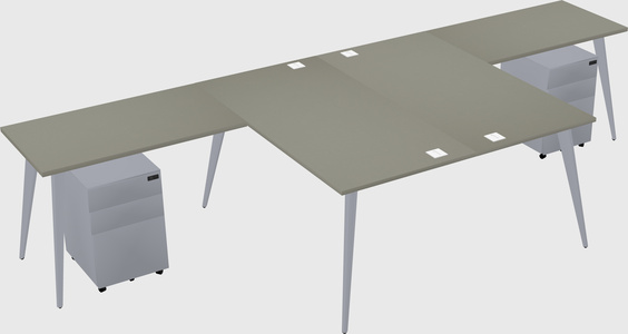 Shared l-shaped office desk system