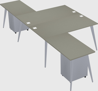 Shared l-shaped office desk system