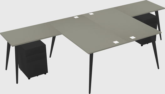 Shared l-shaped office desk system