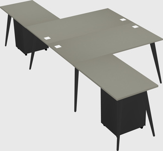 Shared l-shaped office desk system