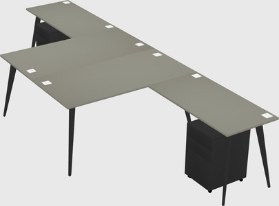Shared L-shaped Office Desk System