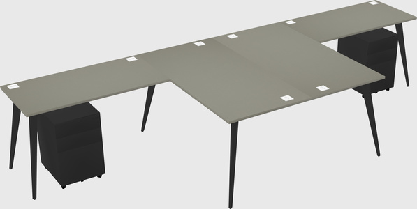 Shared l-shaped office desk system